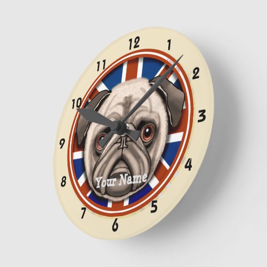 England Mops Clock Runde Wanduhr (Winkel)