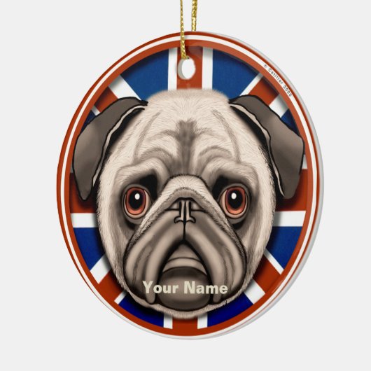 England Mops Keramik Ornament (Links)