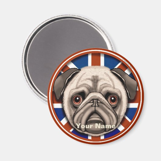 England Mops Magnet (Vorderseite/Rückseite)