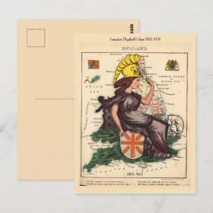 England Pictorial maps Postcard Postkarte