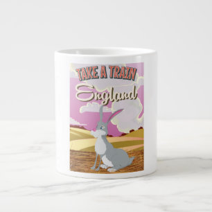 England Rabbit Cartoon Travel Poster Print Jumbo-Tasse