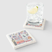 England-Reise-Gekritzel Steinuntersetzer (Seitenansicht)