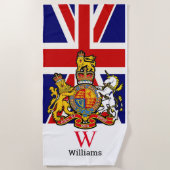England Royal Wappen Monogram Beach Handtuch (Vorderseite)
