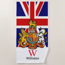 England Royal Wappen Monogram Beach Handtuch