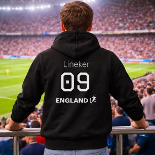 England Schwarz Weiß Rückseite Druck Benutzerdefin Hoodie
