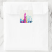 England Skyline Quadratischer Aufkleber (Tasche)