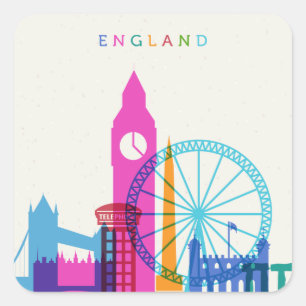 England Skyline Quadratischer Aufkleber