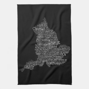England Slang British Word Art Map Geschirrtuch