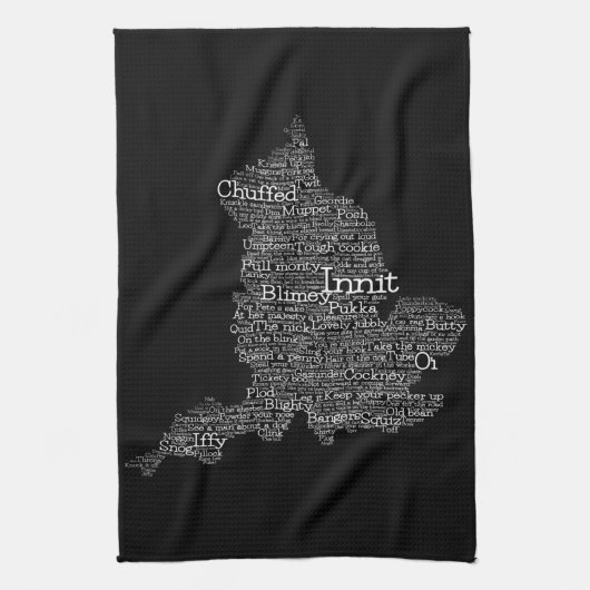 England Slang British Word Art Map Geschirrtuch (Vertikal)