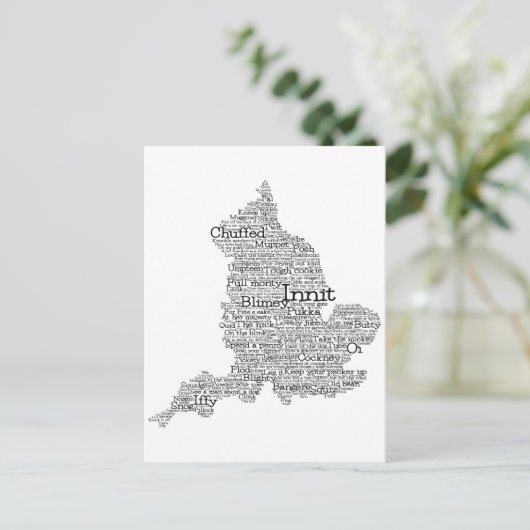 England Slang British Word Art Map Postcard Postkarte (Stehend Vorderseite)