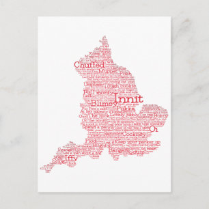 England Slang British Word Art Map Postcard Postkarte