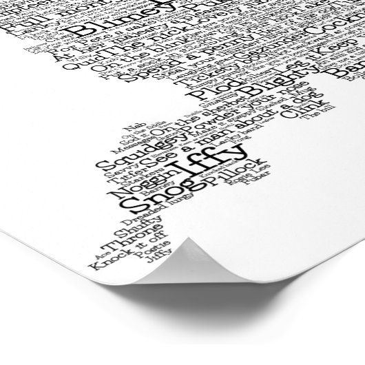 England Slang British Word Art Map Poster (Ecke)