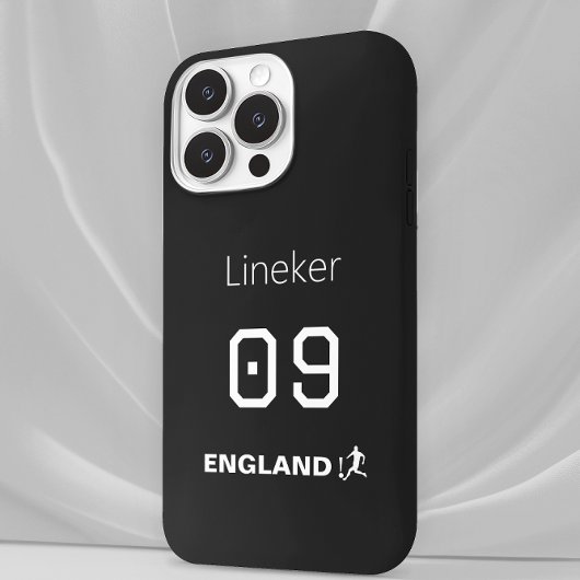 England Soccer Black White Case Custom Name iPhone Hülle