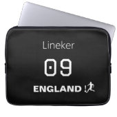 England Soccer Black White Custom Name Number Laptopschutzhülle (Vorderseite)