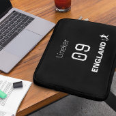 England Soccer Black White Custom Name Number Laptopschutzhülle