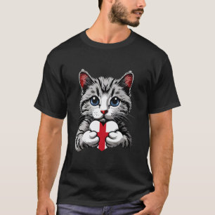 England Süße Katze Herz Englische Wurzeln England  T-Shirt