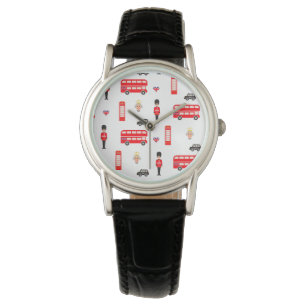 England Symbole Muster Armbanduhr