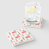 England Symbole Muster Steinuntersetzer (Seitenansicht)