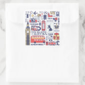 England Travel Doodles Quadratischer Aufkleber (Tasche)