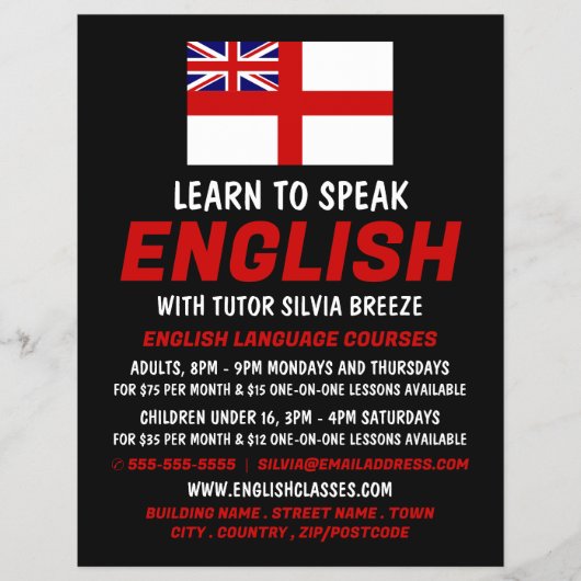 England UK Flag, English Language Course Advert Flyer (Vorne)