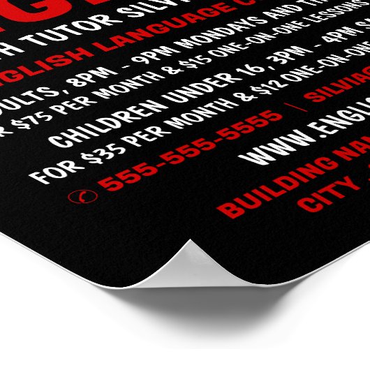 England UK Flag, English Language Course Advert Poster (Ecke)