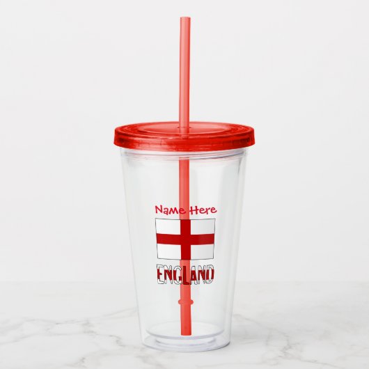 England und Englisch Flag Red Personalization Acryltrinkbecher (Vorderseite)