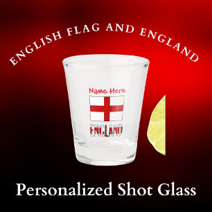England und englische Flagge Rot Personalisierung Schnapsglas