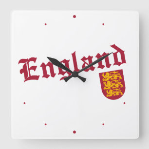 England und Wappen Quadratische Wanduhr