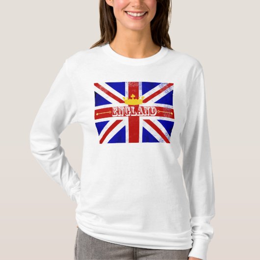 England Union Jack British Themed beunruhigt T-Shirt (Vorderseite)