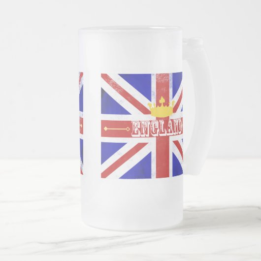 England Union Jack British Themed Distressed Flag Mattglas Bierglas (VorderseiteRechts)