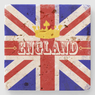 England Union Jack British Themed Distressed Flag Steinuntersetzer