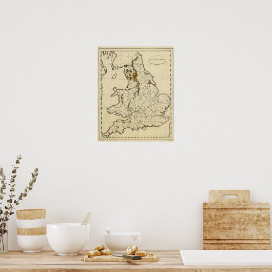 England, Wales Kontur Poster (Küche)