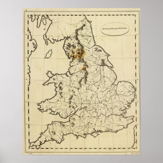 England, Wales Kontur Poster (Vorne)