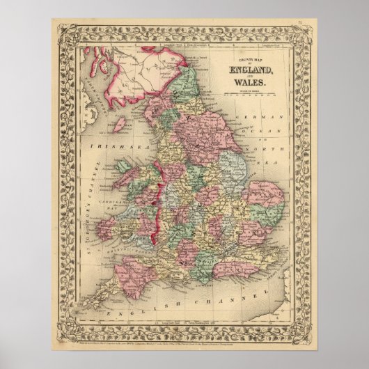 England, Wales Map by Mitchell Poster (Vorne)