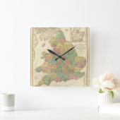 England, Wales, Scotland. Quadratische Wanduhr (Zuhause)
