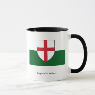 England & Wales Tasse - Schild auf Weiß und Grün