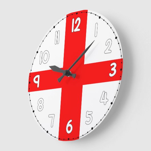 England Wall Clock Flag White & Red Große Wanduhr (Winkel)