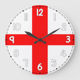 England Wall Clock Flag White & Red Große Wanduhr