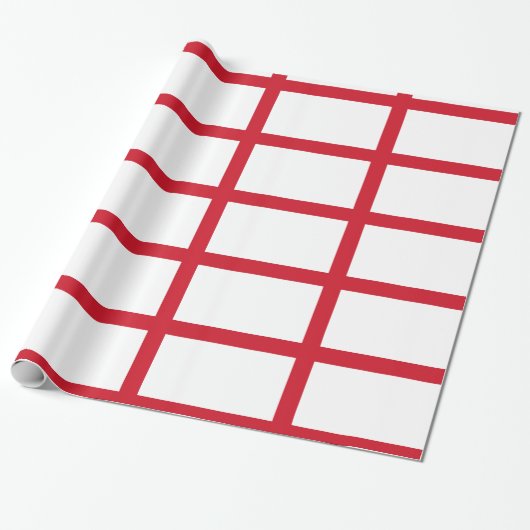 England Weiß mit roten Linien Geschenkpapier (Ungerollt)