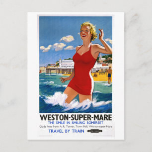 England Weston Super Mare Vintage Reiseposter Postkarte