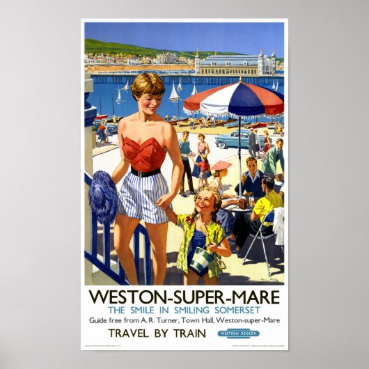 England Weston Super Mare Vintage Travel Poster (Vorne)