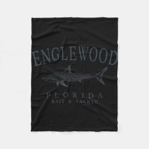 Englewood Florida Hai Retro-Schiefer Kunst Angeln Fleecedecke