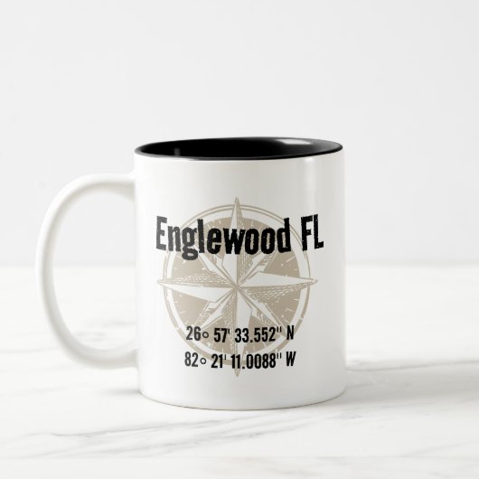 Englewood, Florida, nautische Breitengrad Zweifarbige Tasse (Links)