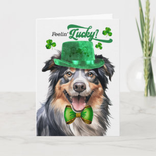 Englis Shepherd Dog fühlt sich am St. Patrick's Da Feiertagskarte