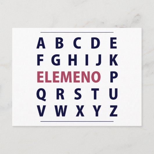Englisch Alphapbet ELEMENO Song Postkarte (Vorderseite)