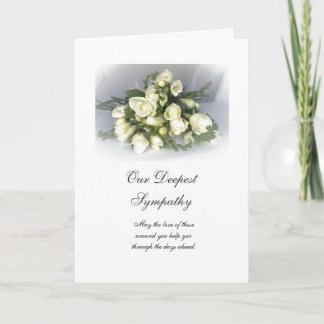 Englisch: Beileid white freesias & Rose Karte
