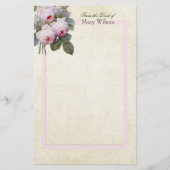Englisch Bourbon Rose Bouquet Custom Personalisier Briefpapier (Vorderseite)