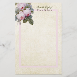 Englisch Bourbon Rose Bouquet Custom Personalisier Briefpapier