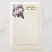 Englisch Bourbon Rose Bouquet Custom Personalisier Briefpapier (Vorne/Hinten)