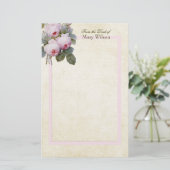 Englisch Bourbon Rose Bouquet Custom Personalisier Briefpapier (Stehend Vorderseite)
